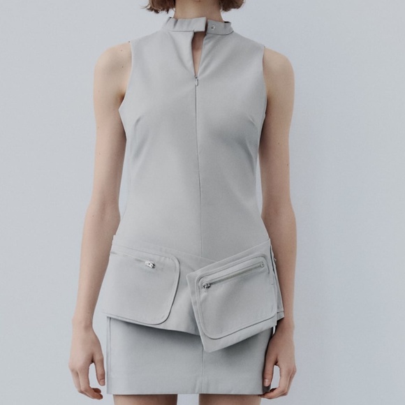 Zara Dress Belted Short Dress With Pockets - Picture 4 of 4